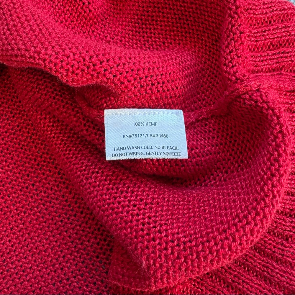 Eileen Fisher Red 100% Hemp Deep-V-Neck Over-Sized Cap Sleeve Sweater Size L - Picture 6 of 8